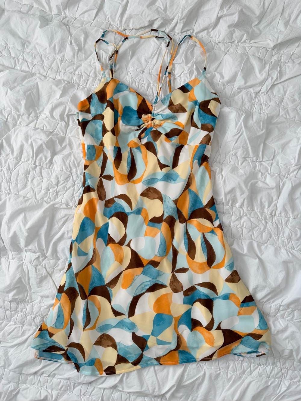 Abercrombie & Fitch Abstract Slip Dress in Blue, Orange & Brown